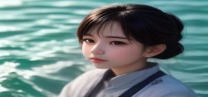 湿乐园漫画男主角站在水上乐园入口处，逆光剪影，神情复杂，暗色调渲染